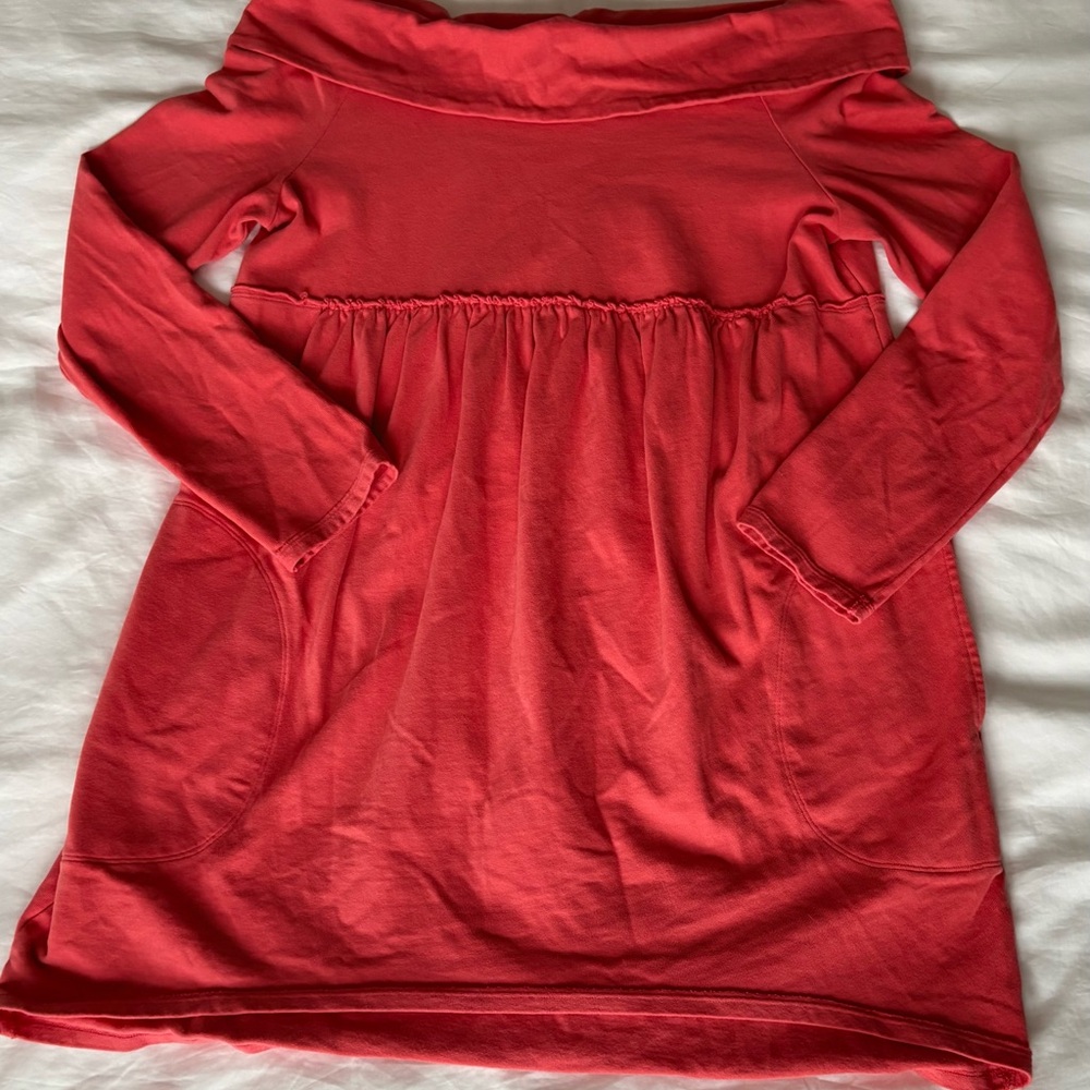Comfy Off-Shoulder Coral Mini Dress